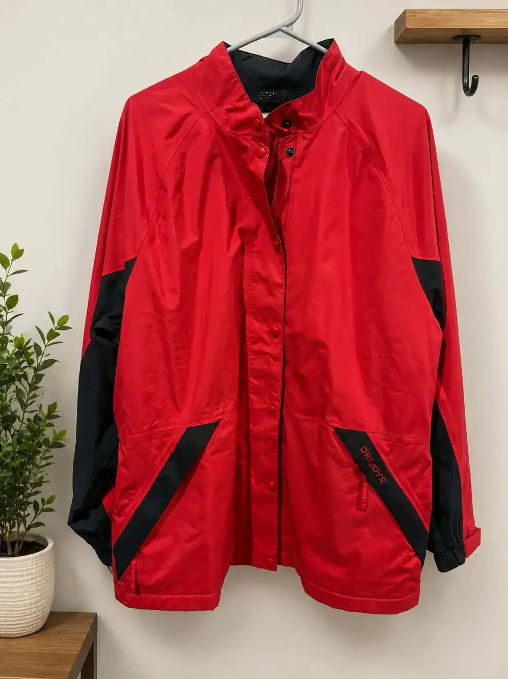 Vintage FootJoy DryJoys Golf Rain Jacket Red Black Waterproof Windbreaker L - Picture 2 of 6